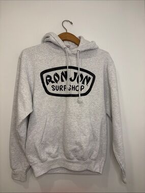 Ron Jon Light Gray Pullover Hoodie with Black Logo